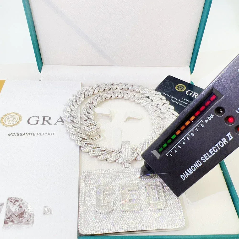 S925 Silver Moissanite Letter Pendant – Unisex Hip-Hop Style, Trendy Jewelry - CaratixJewelry